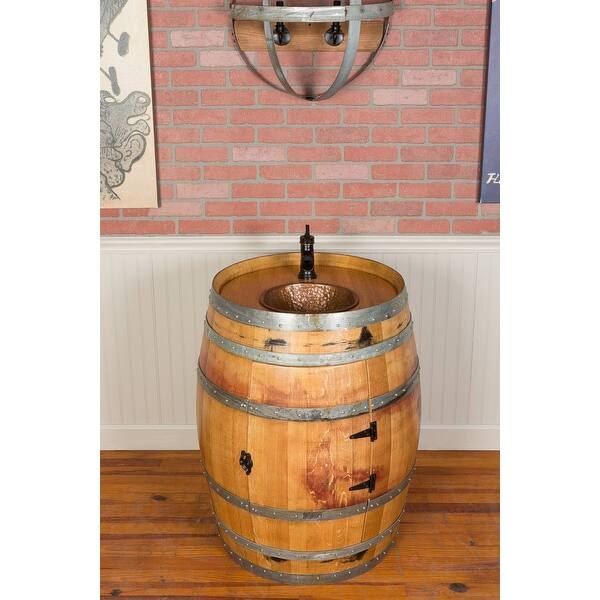 Wine Barrel Designs 36" Tall Freestanding Solid Wood Barrel Vanity